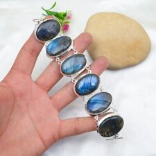 Usado, Pulseira de corrente de pedra preciosa labradorita prata esterlina 925 feita à mão joia presente comprar usado  Enviando para Brazil