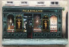 Tableau Peinture Par Francine Huile Façade de Pharmacie Paris XXe comprar usado  Enviando para Brazil