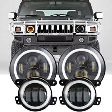 Faróis de LED 4" combo halo olhos de anjo para Hummer H2 H3T 06-10 7" faróis de neblina comprar usado  Enviando para Brazil