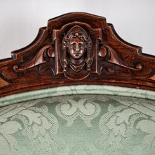 Cadeira de tecido estofada paisley verde mogno madeira vermelha mogno antiga do vovô da década de 1888 comprar usado  Enviando para Brazil