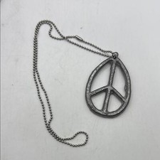 Colar pingente de paz vintage prata estanho Woodstock hippie boho joia pesada comprar usado  Enviando para Brazil