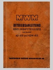 MWM Diesel Motor KD 415 KDW 415  Betriebsanleitung Ersatzteilliste Original 1950 comprar usado  Enviando para Brazil