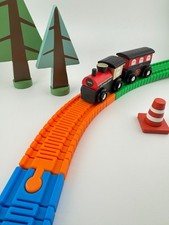 Pakiet drewnianych torów kolejowych Bendy - Kompatybilny z BRIO / HAPE / IKEA na sprzedaż  Wysyłka do Poland