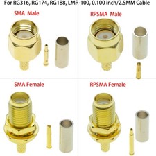 Lote de cabo coaxial SMA macho fêmea crimpagem para RG174 RG316 LMR100 conector coaxial RF comprar usado  Enviando para Brazil