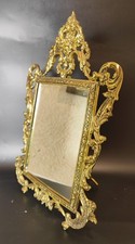 ANCIEN GRAND MIROIR DE TABLE A POSER EN BRONZE ANTIQUE MIRROR OLD VINTAGE 41 CM comprar usado  Enviando para Brazil
