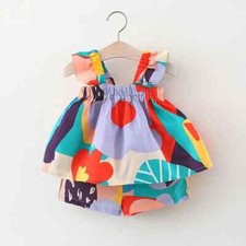 Conjunto de Roupas Verão Bebê Meninas Suspensório Top Floral Colete Shorts Terno Infantil Pequeno, usado comprar usado  Enviando para Brazil