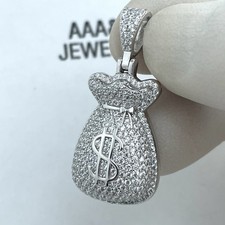 REAL 925  SOLID STERLING SILVER CUBIC ZIRCONIA MONEY BAG PENDANT comprar usado REAL 925  SOLID STERLING SILVER CUBIC ZIRCONIA MONEY BAG PENDANT comprar usado  Enviando para Brazil