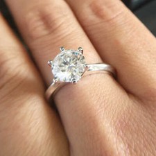 Anello di fidanzamento solitario 2,50 ct diamante tondo simulato oro bianco 1... comprar usado  Enviando para Brazil