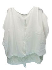 I.N. Blusa Studio Feminina Transparente Manga de Morcego Cintura Babado Branco Tamanho XL comprar usado  Enviando para Brazil