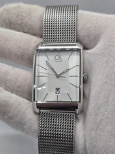 Relógio tanque masculino Calvin Klein 31 mm pulseira de malha tom prata data suíço K2M 211 comprar usado  Enviando para Brazil