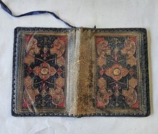 Antique Italian Multi-Color Leather Embossed Silk Lined Book Cover Estate 9x6x3  comprar usado  Enviando para Brazil