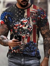 Camisetas masculinas 3D novidade caveira gráfico moda casual manga curta camiseta comprar usado  Enviando para Brazil
