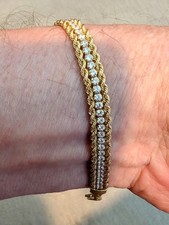 Pulseira de tênis 14K corda dupla sólida e CZ 7,5", usado comprar usado  Enviando para Brazil