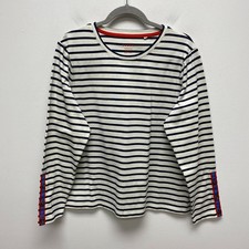Blusa Boden feminina marfim listrada azul marinho manga longa punho de botão marinheiro bretão 12 comprar usado  Enviando para Brazil