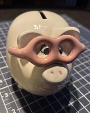 Cofrinho de cerâmica porco usando copos rosa usado seminovo comprar usado  Enviando para Brazil