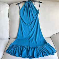 Vestido Celine Y2K turquesa sem costas verão malha bainha franzida tamanho 42 B30 comprar usado  Enviando para Brazil