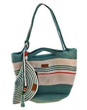 Bolsa de ombro listrada feita à mão com corda verde perfeita praia com bolsa de moedas boho chique comprar usado  Enviando para Brazil