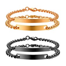 2 peças pulseira personalizada de aço inoxidável para casais gravura grátis presente de dia dos namorados comprar usado  Enviando para Brazil