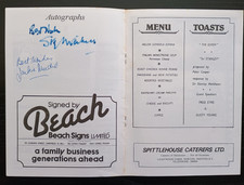 Autographed menu sir for sale  WANTAGE