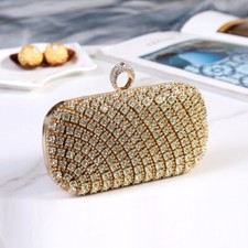 Bolsa de mão feminina de cristal de strass dourado festa noturna bolsa de formatura de casamento comprar usado  Enviando para Brazil