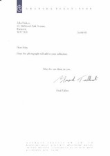 Fred Talbot - Weatherman - Signed Letter - COA (1908) for sale  UK