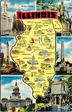 Illinois map landmarks for sale  Vidor