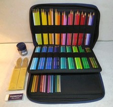 Lápis de cor Staedtler 84 unidades com zíper estojo afiador borracha metálico macio comprar usado  Enviando para Brazil