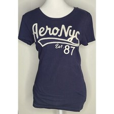Camiseta Aeropostale Aero NYC Junior Top Azul Marinho Slim Fit Manga Curta Tamanho Grande, usado comprar usado  Enviando para Brazil