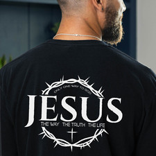 Camiseta JESUS THE WAY THE TRUE THE LIFE COROA DE ESPINHOS DEUS CRISTÃO comprar usado  Enviando para Brazil