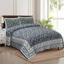 Conjunto de Lençóis King Size Algodão Puro Tradicional Indiano Jaipuri 600 TC (CINZA) comprar usado  Enviando para Brazil