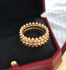 Autêntico✧Clash✧De✧Cartier✧Anel tamanho 7 fileira dupla ouro rosa 18K quilates ouro rosa comprar usado  Enviando para Brazil