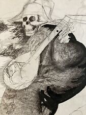 Muy Bonito Pintura El Cadaver En Guitarra Gouache 1960 Voyages Arte Tinta Guerra comprar usado  Enviando para Brazil