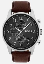Relógio Hugo Boss 1513494 mostrador cinza - pulseira de couro marrom - só precisa de bateria nova comprar usado  Enviando para Brazil
