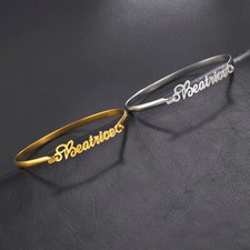 Pulseira de aço inoxidável personalizada nome caligrafia BFF comprar usado  Enviando para Brazil