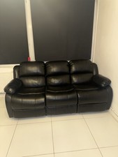 Black leather sofa for sale  LONDON