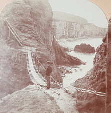 Ponte de corda Carrick -a-Rede 1897 Antrim foto estéreo por Keystone comprar usado Ponte de corda Carrick -a-Rede 1897 Antrim foto estéreo por Keystone comprar usado  Enviando para Brazil