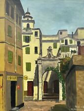 Pintura a óleo vista ensolarada cidade velha beco casas arco Itália 1955 comprar usado  Enviando para Brazil