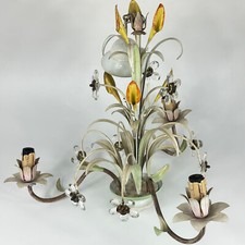 Usado, Candelabro vintage italiano grande de metal com flores de cristal acrílico comprar usado  Enviando para Brazil