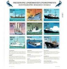 Palau - 1997-Pesquisa Submarina-Navios E Barcos-Folha De 9 Selos-nunca usado, sem marca de charneira, usado comprar usado  Enviando para Brazil