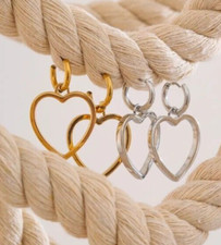 Brincos de argola de coração pendurados em gota brincos grandes folheados a ouro prata joias femininas comprar usado  Enviando para Brazil