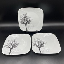 3 pratos de jantar Corelle TIMBER SHADOWS Vitrelle 10,5 pol quadrado preto cinza árvore, usado comprar usado  Enviando para Brazil