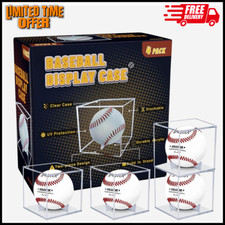 Vitrine de beisebol pacote com 4, suporte quadrado acrílico protegido UV, transparente, usado comprar usado  Enviando para Brazil