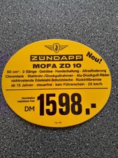 Zündapp riginal preisschild gebraucht kaufen Zündapp riginal preisschild gebraucht kaufen  Solingen