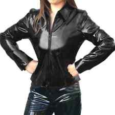 Casaco feminino PVC manga longa gola redonda punk brilhante top coat brilhante, usado comprar usado  Enviando para Brazil