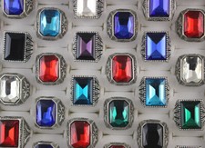 60 peças lotes mistos de joias masculinas retangulares de vidro anéis da moda liga por atacado, usado comprar usado  Enviando para Brazil