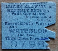 Railway ticket bournemouth for sale  MARKET DRAYTON