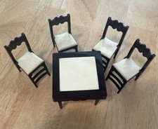 MESA CARTÃO/PONTE IDEAL PARA CASA DE BONECAS E 4 CADEIRAS DOBRÁVEIS Plástico Vintage comprar usado  Enviando para Brazil