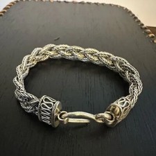 Pulseira trançada vintage de prata esterlina 925 com fecho Bali 7" comprar usado  Enviando para Brazil