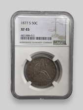 Meio dólar de prata 1877 S XF45 Seated Liberty NGC comprar usado  Enviando para Brazil