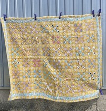 Cobertor de colcha vintage da década de 1940 algodão amarelo mostarda comprar usado  Enviando para Brazil